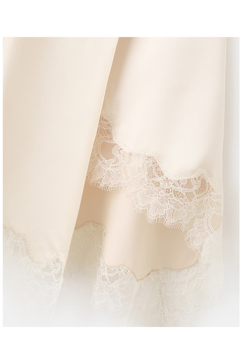 Lace Trim Satin Skirt, Alternate, color, BEIGE