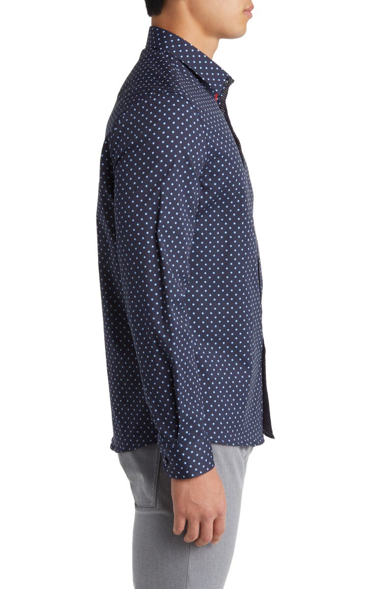 Stone Rose Painted Dot Print Stretch Cotton Button-Up Shirt, Alternate, color, Navy
