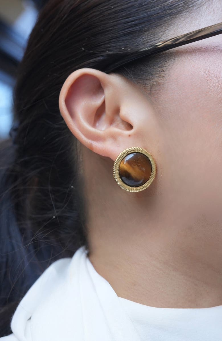 ARGENTO VIVO Faux Tiger Eye Earrings, Alternate, color, Gold