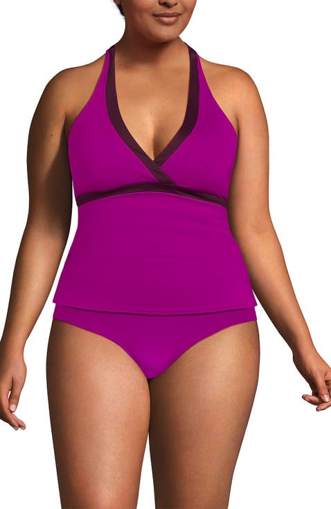 Plus Size V-Neck Halter Tankini Top