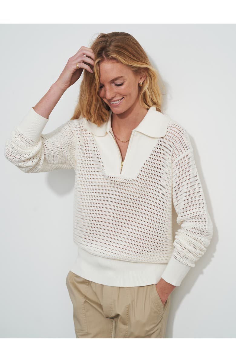 Varley Cole Mesh Stitch Polo Sweater, Alternate, color, 