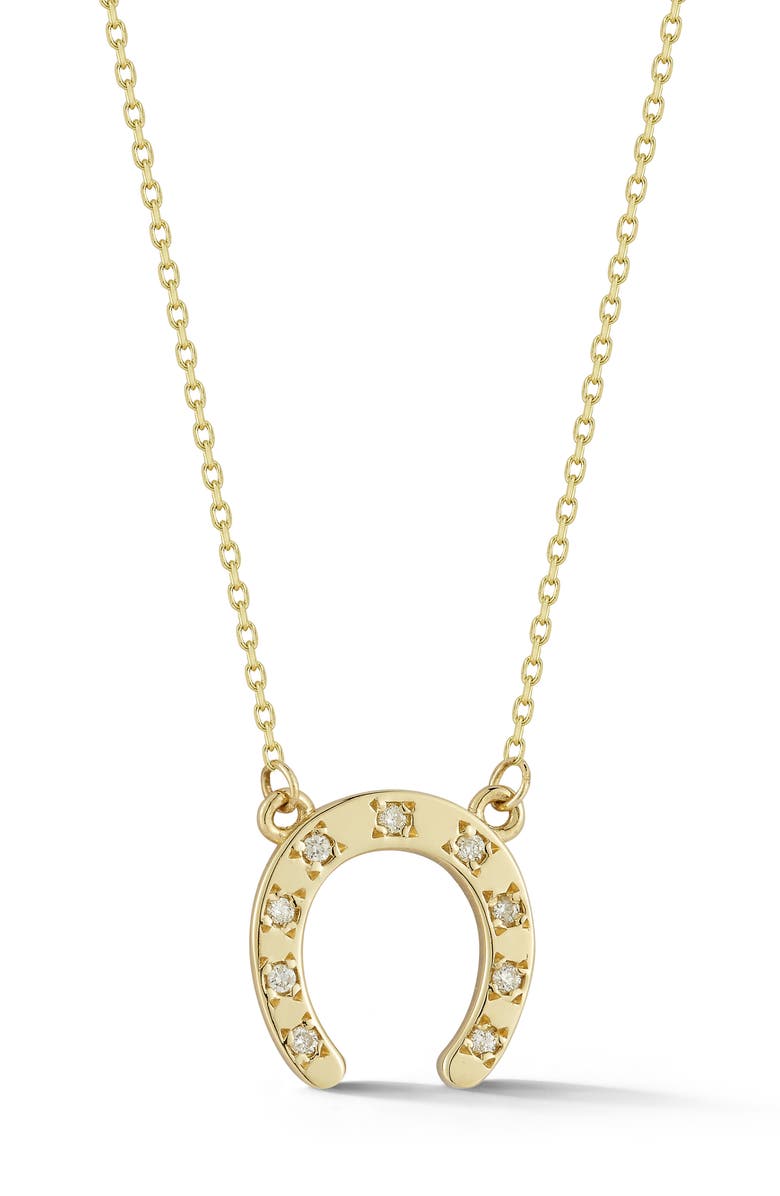 Ember Fine Jewelry Diamond Horseshoe Pendant Necklace, Main, color, Gold