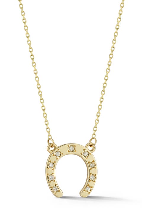 Diamond Horseshoe Pendant Necklace