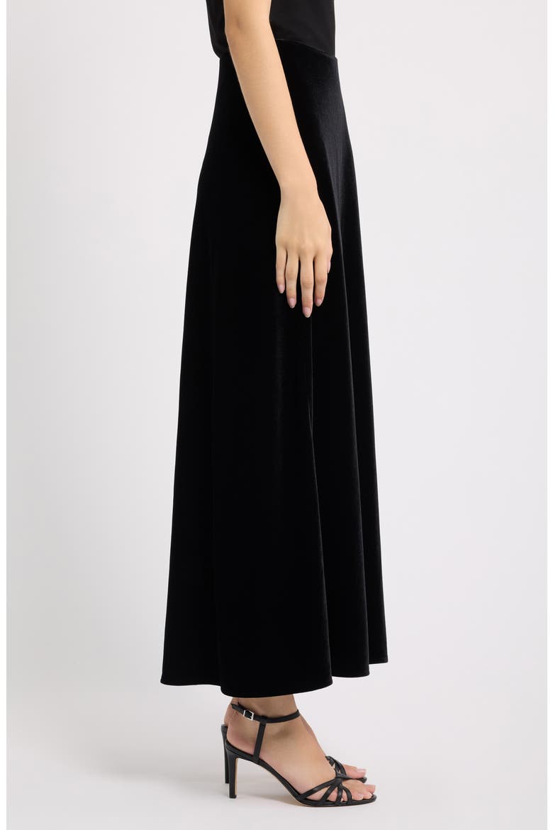 Bias Flared Velvet Maxi Skirt, Alternate, color, ANNE BLACK
