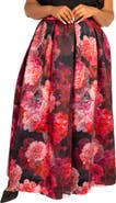 BUXOM COUTURE Floral Print Scuba Knit & Organza Maxi Skirt