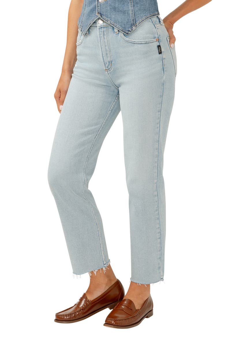 Highly Desirable Raw Hem High Waist Straight Leg Jeans, Alternate, color, INDIGO