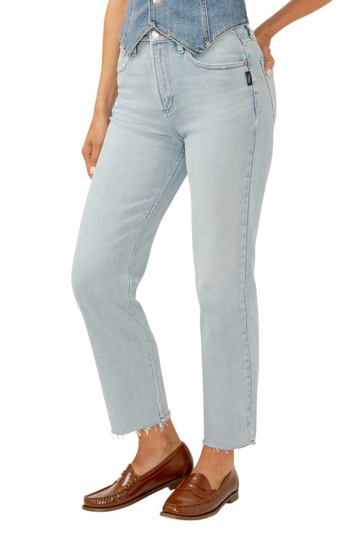 Silver Jeans Co. Highly Desirable Raw Hem High Waist Straight Leg Jeans In Indigo
