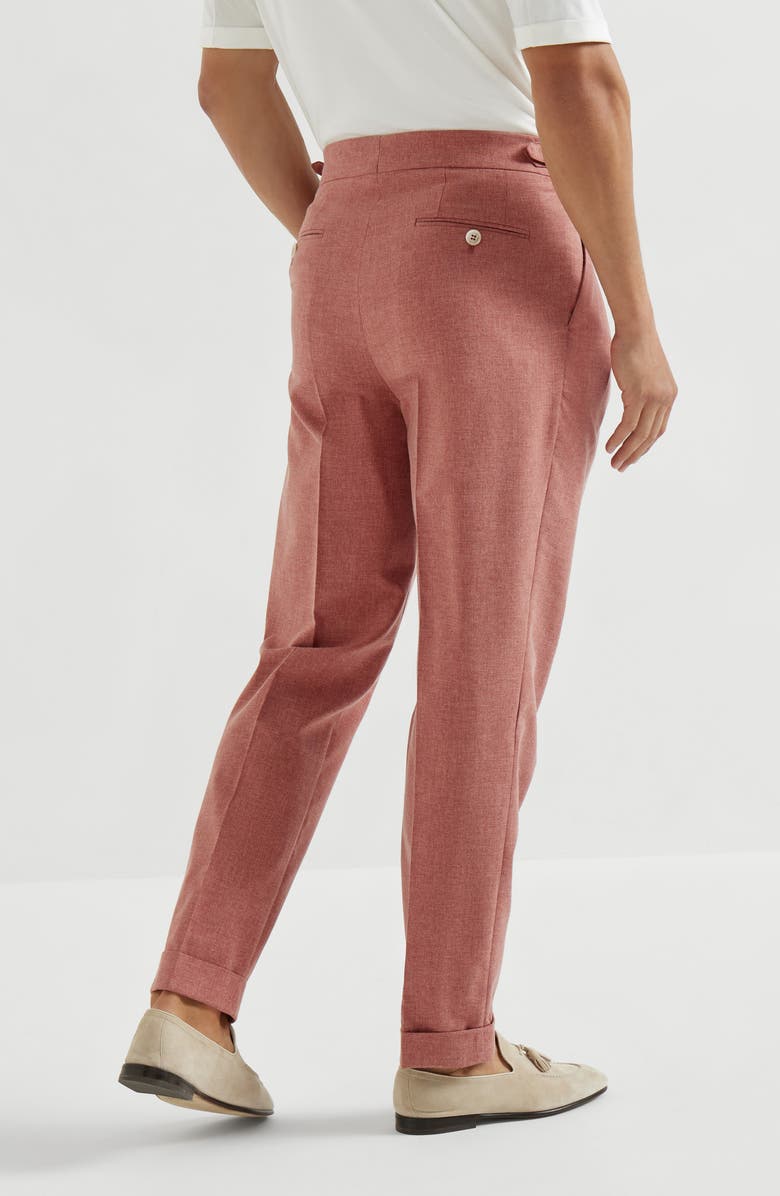 Brunello Cucinelli Trousers with double pleats and tabs, Alternate, color, Salmon