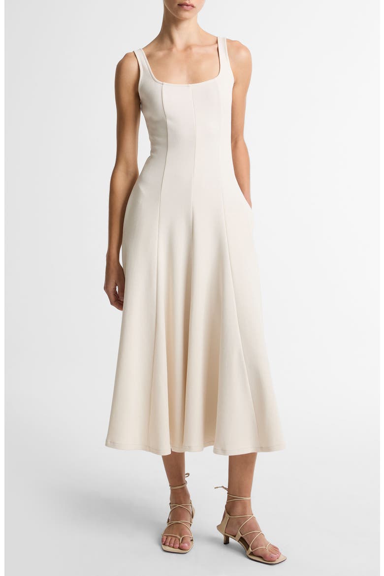 Square Neck Midi Dress, Main, color, FLAX