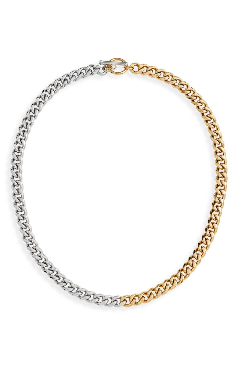 Jane Basch Designs Two-Tone Cuban Link Chain Necklace, Main, color, 