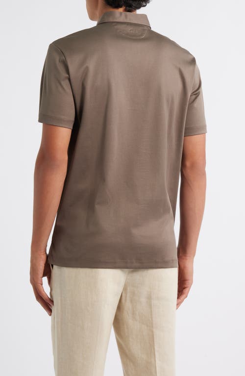 Aurélien Aur1 Solid Cotton Polo In Brown