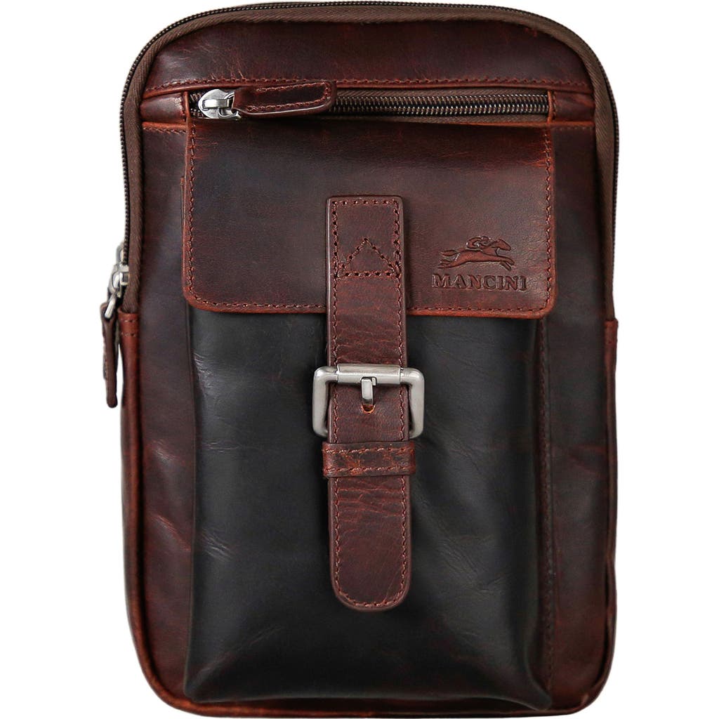 Mancini Organizer Crossbody Bag In Brown