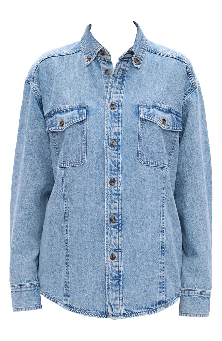 Bayeas Oversize Denim Button-Up Shirt, Alternate, color, Light Blue