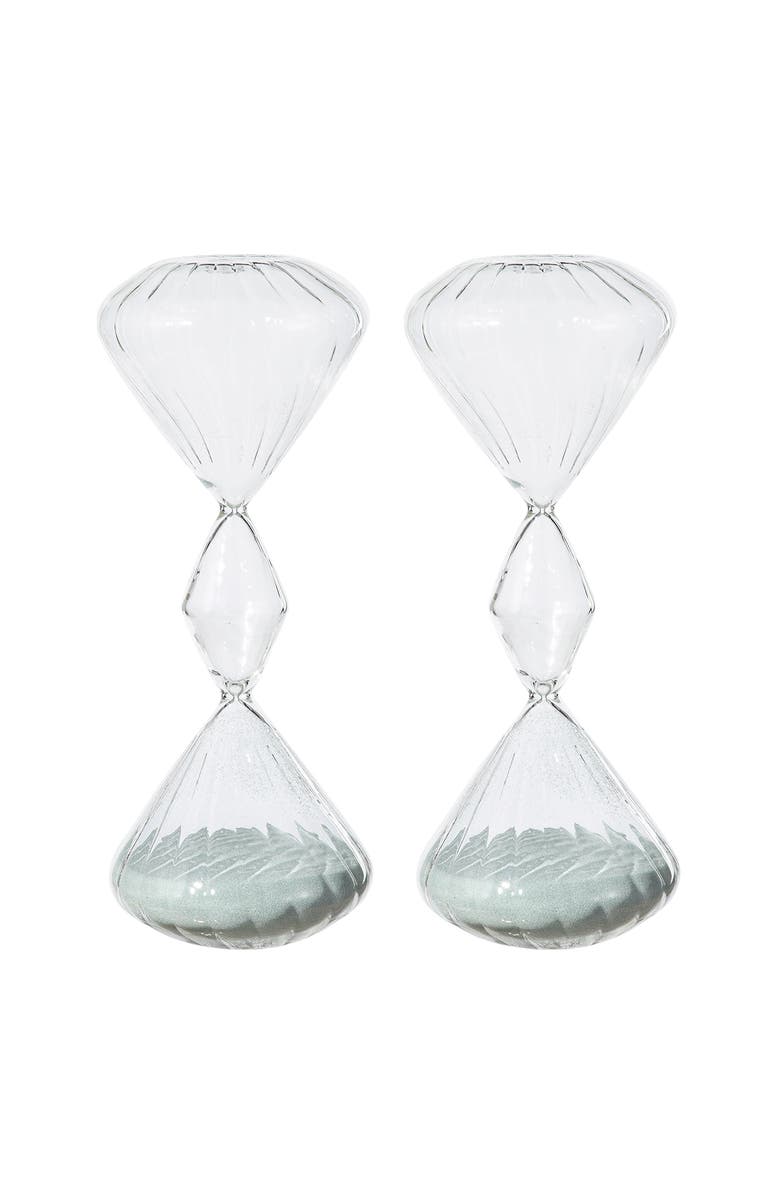 Glitzhome Set of 2 Geometric Tri-Layer Hourglasses 60-Minute Sand Timers, Alternate, color, Grey