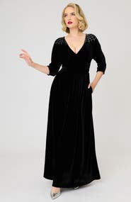 Unique Vintage 3/4 Sleeve Batwing Maxi Dress