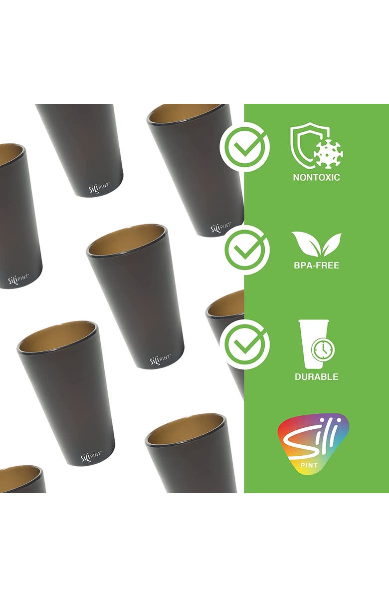 Silipint Pint Glasses 4 Pk Smoke, 16Oz, Alternate, color,