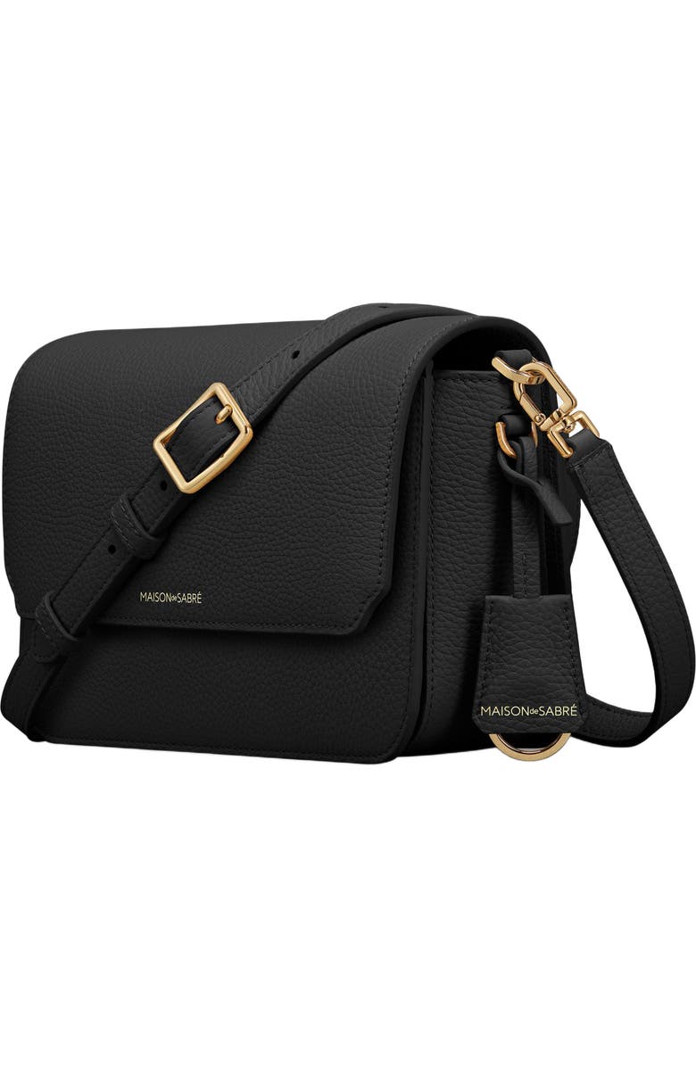 MAISON de SABRÉ Medium Leather Flap Bag, Alternate, color, Black Caviar