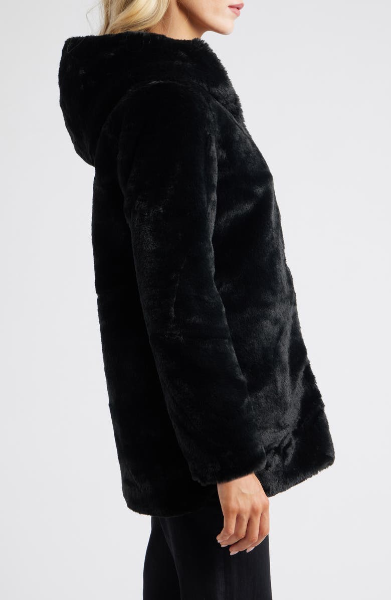 Save The Duck Bridget Reversible Faux Fur Hooded Jacket, Alternate, color, Black