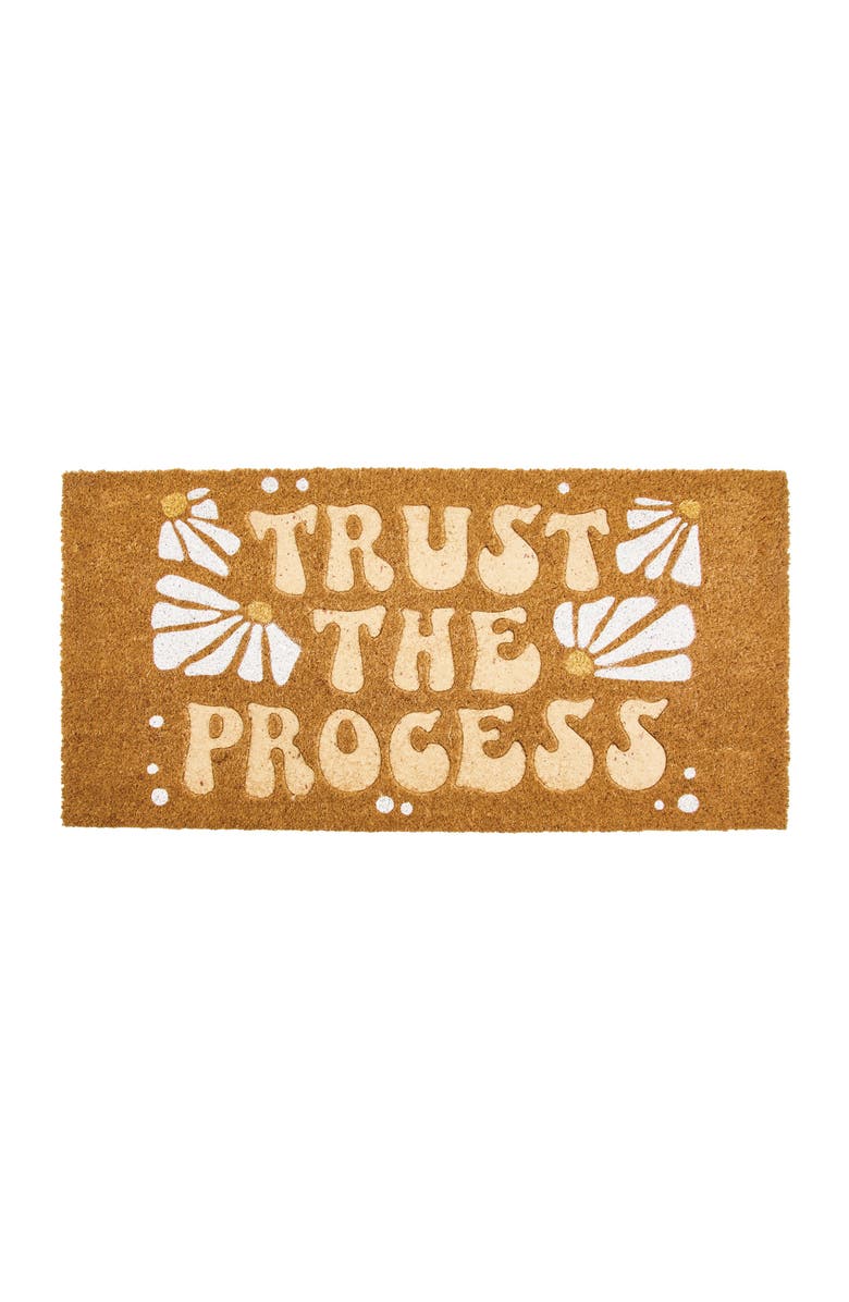 mDesign Trust the Process Coir Large Rectangular Doormat, Natural, Main, color, 