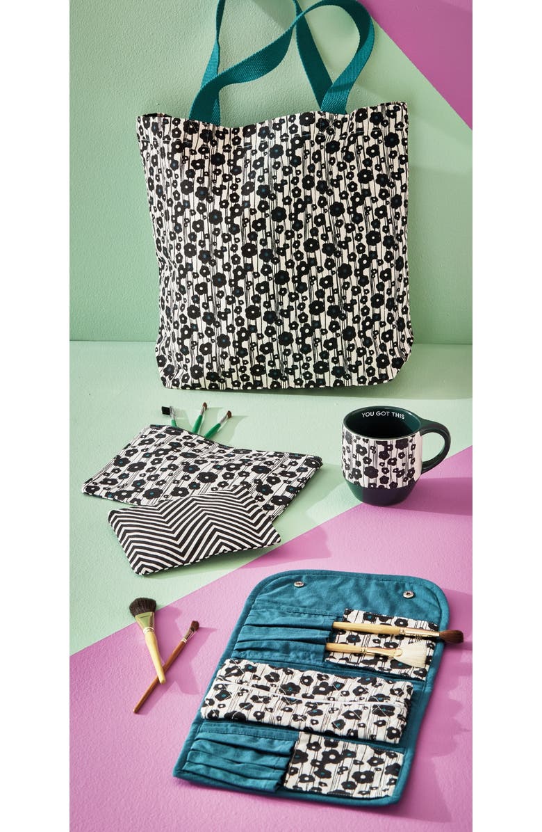 tag Daisy Tote Teal Cotton Everyday, Alternate, color, Teal