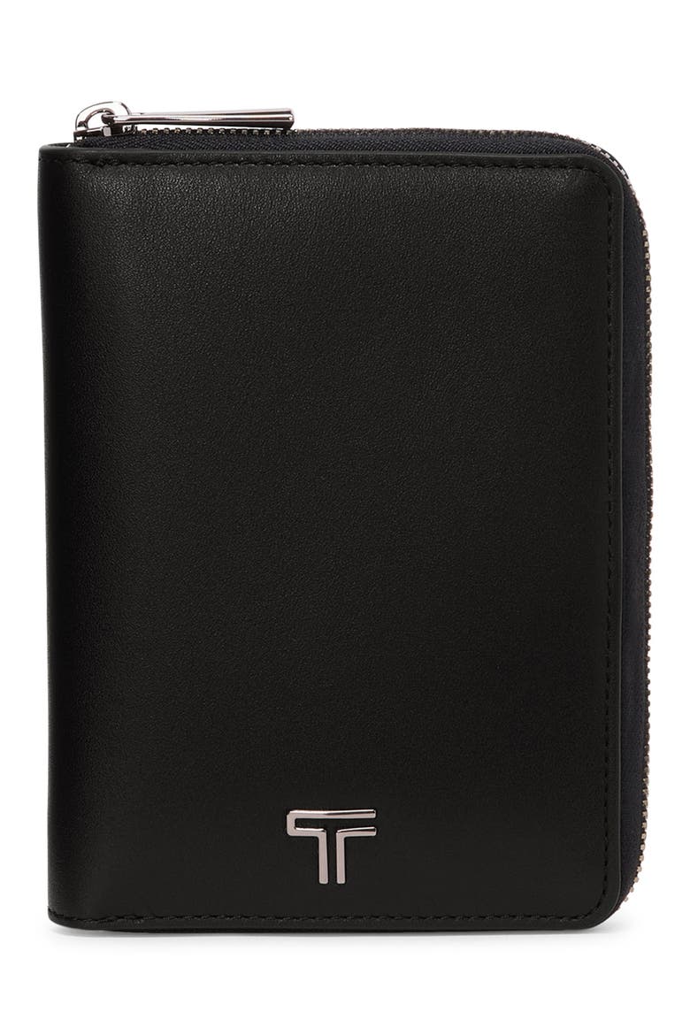 Belden Zip Around Leather Passport Case, Main, color, BLACK/ GUNMETAL