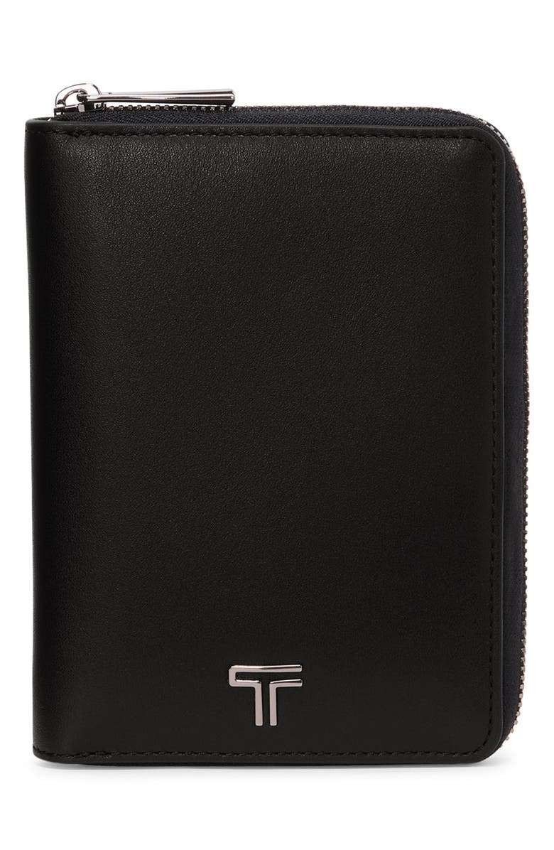 TUMI Belden Zip Around Leather Passport Case, Main, color, Black/ Gunmetal