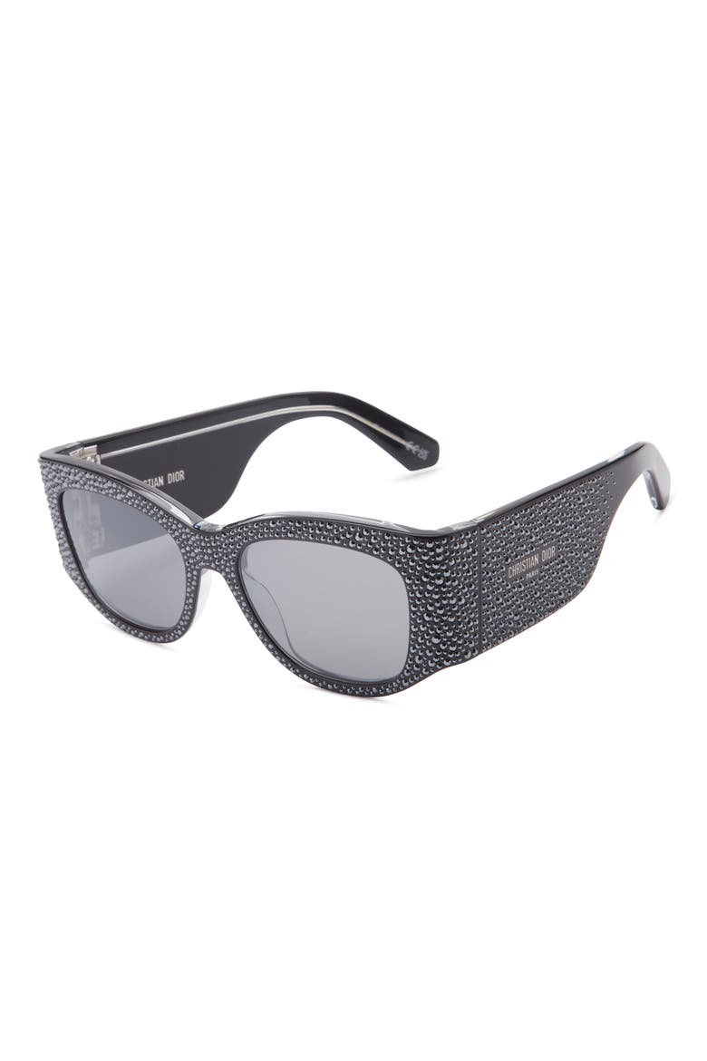 'DiorNuit S1I 54mm Square Sunglasses, Alternate, color, BLACK/ OTHER / SMOKE MIRROR