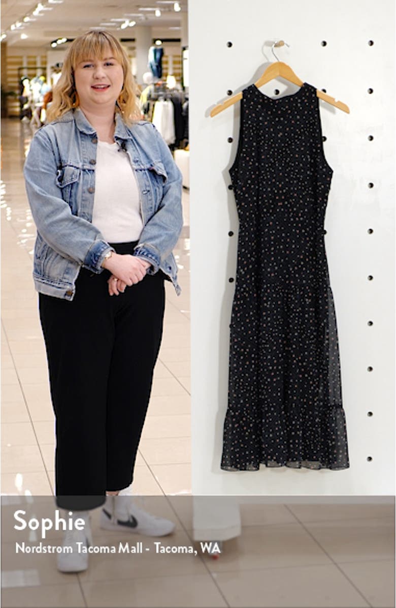 Astro Floral High Neck Chiffon Midi Dress, sales video thumbnail