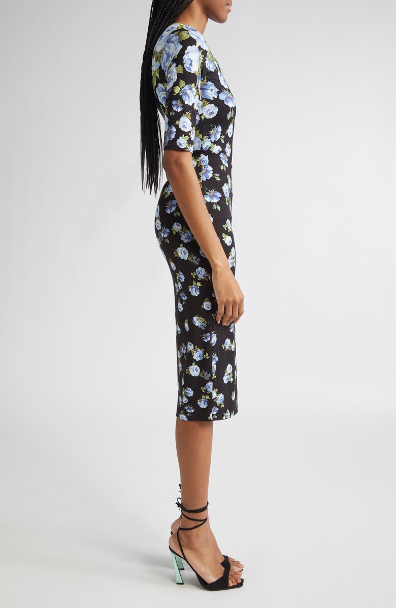 Alice + Olivia Delora Floral Jersey Midi Dress, Alternate, color, Smell The Roses