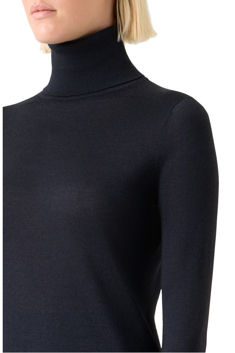 Fine Gauge Cashmere & Silk Turtleneck Sweater, Alternate, color, BLACK
