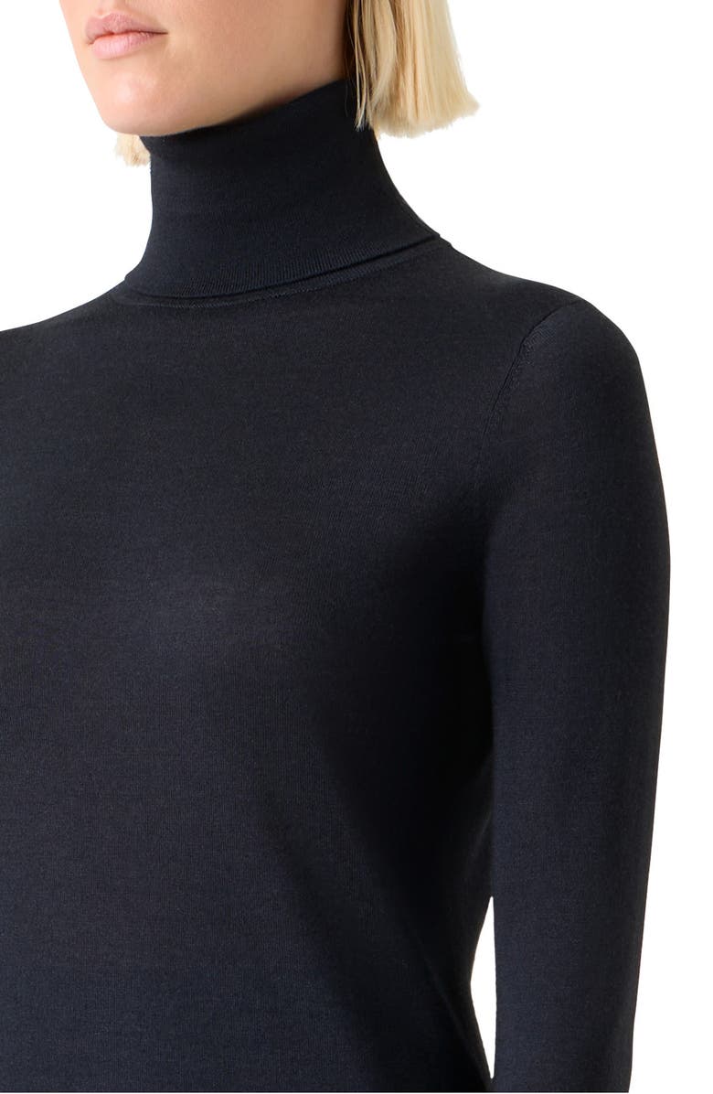 Akris Fine Gauge Cashmere & Silk Turtleneck Sweater, Alternate, color, Black