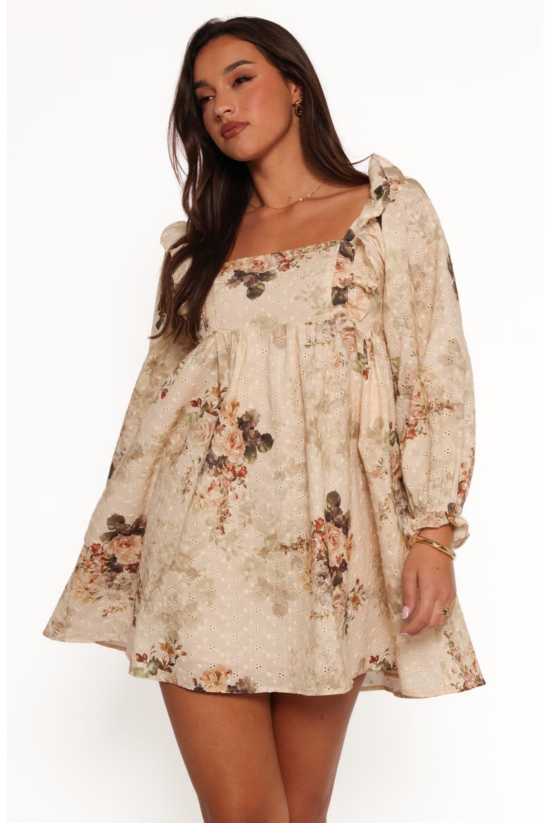 Tiarny Flutter Sleeve Cotton Sundress, Alternate, color, BEIGE FLORAL