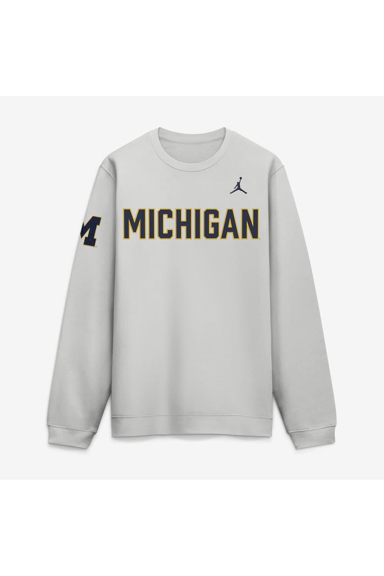 Men's Jordan Brand Gray Michigan Wolverines 2026 Sideline Club Sweatshirt, Main, color, Gray