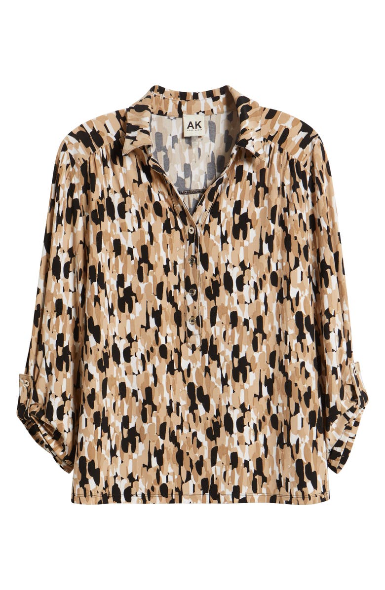 AK ANNE KLEIN Print Shirt, Alternate, color, Anne Black/ Latte Multi