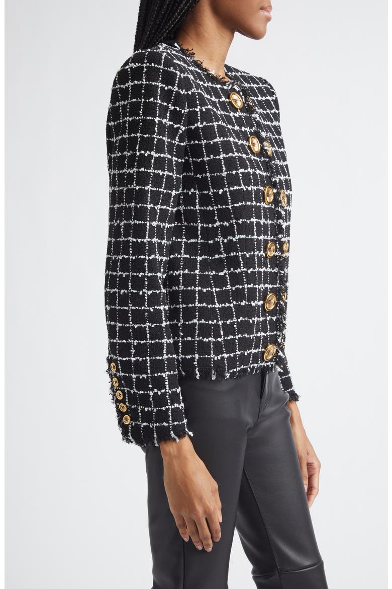 Square Tweed Crop Spencer Jacket, Alternate, color, EAB BLK/ WHITE