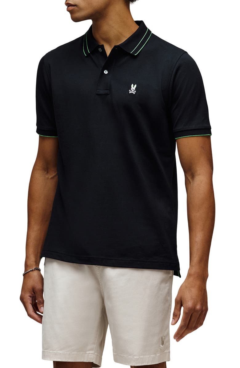 Psycho Bunny Rex Performance Piqué Polo, Alternate, color, Black