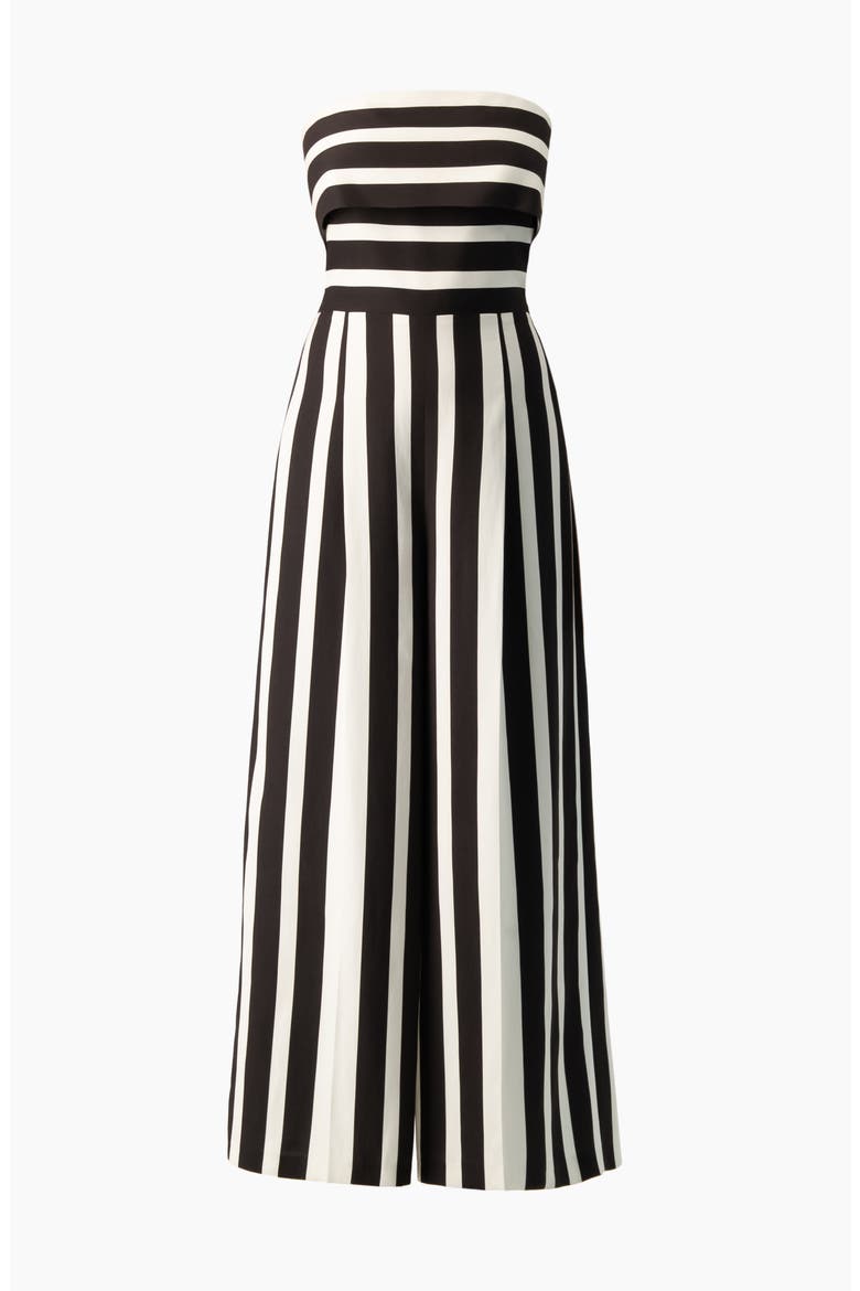 High-Contrast Stripe Strapless Formal Maxi Gown, Alternate, color, Black