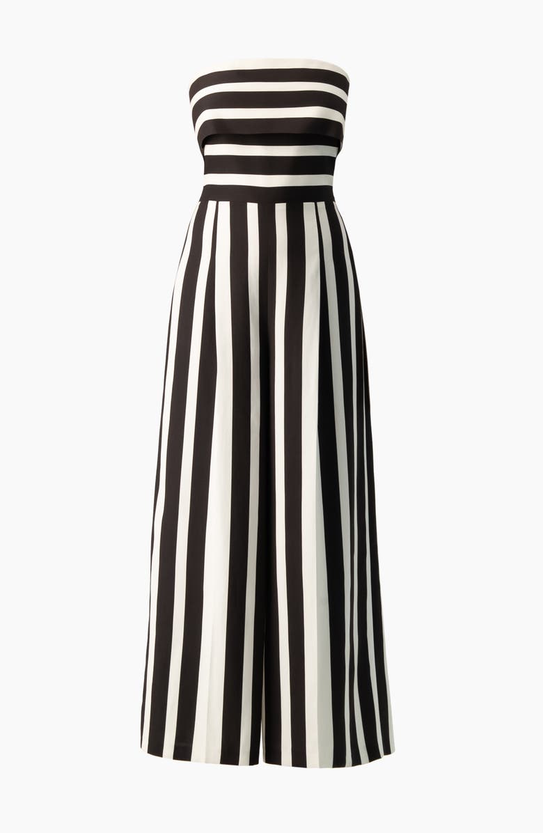 IVONNE High-Contrast Stripe Strapless Formal Maxi Gown, Alternate, color, Black