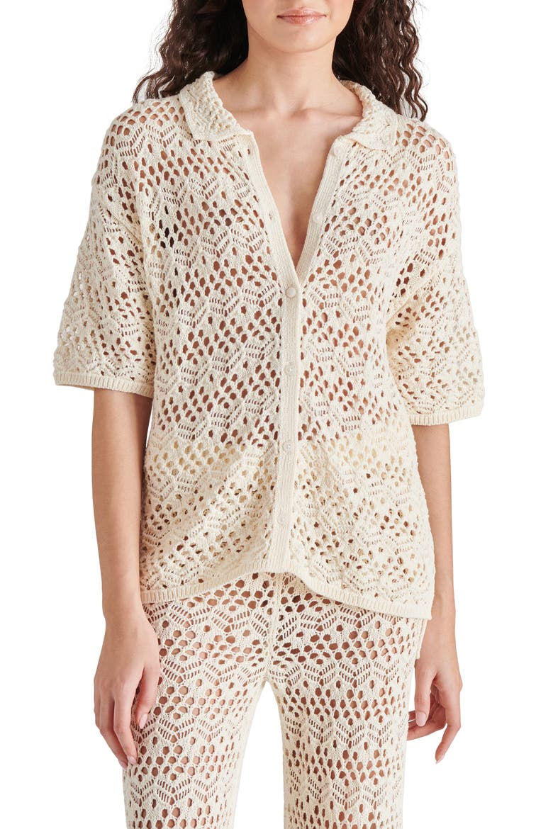 Avana Crochet Cardigan, Main, color, NATURAL