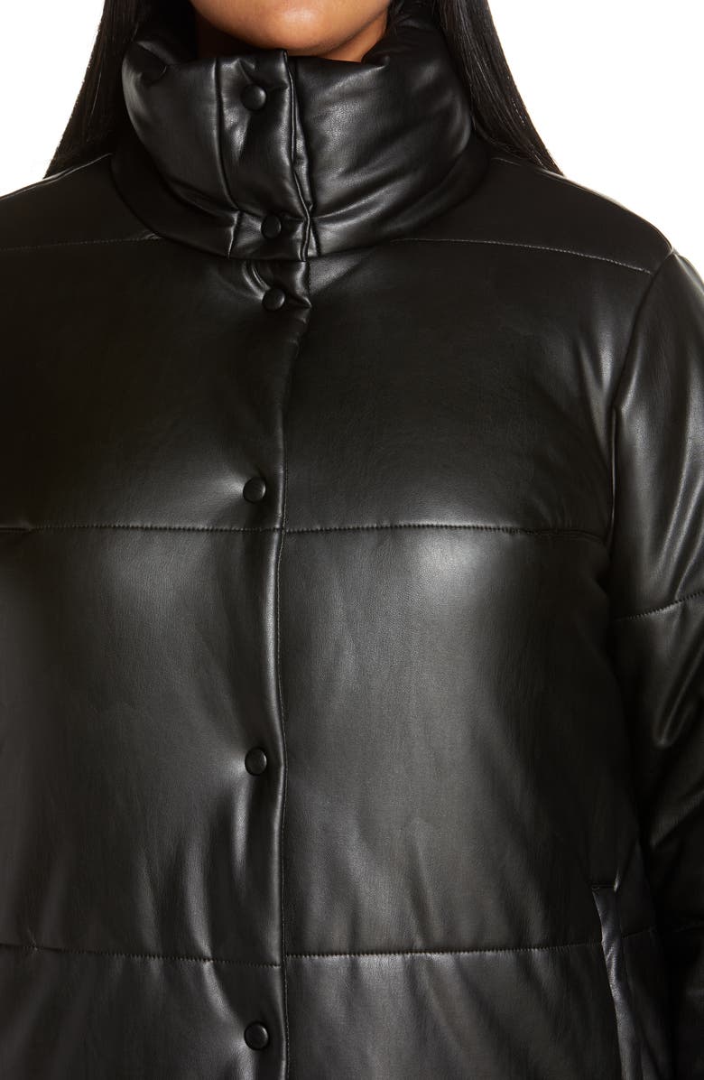 Open Edit Faux Leather Maxi Puffer Coat, Alternate, color,