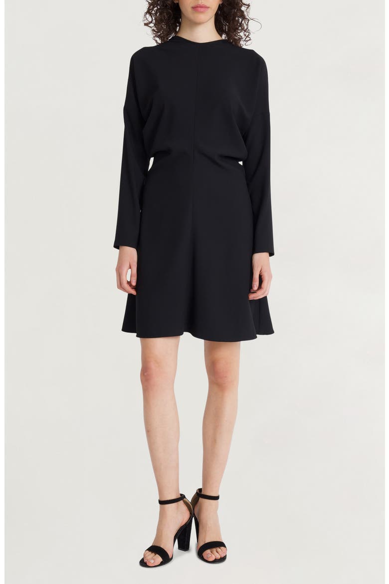 Long Sleeve Fit & Flare Dress, Main, color, BLACK