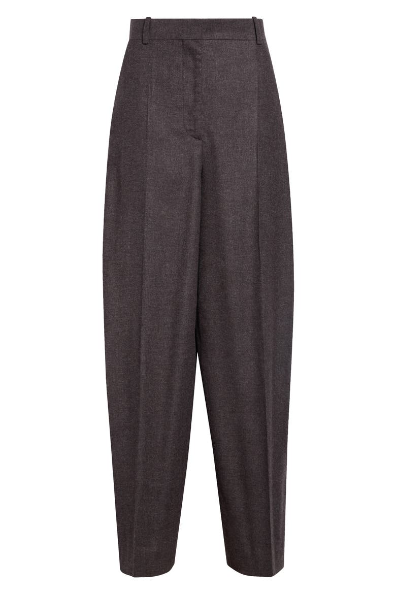 High Waist Straight Leg Wool Blend Trousers, Alternate, color, TAUPE MELANGE