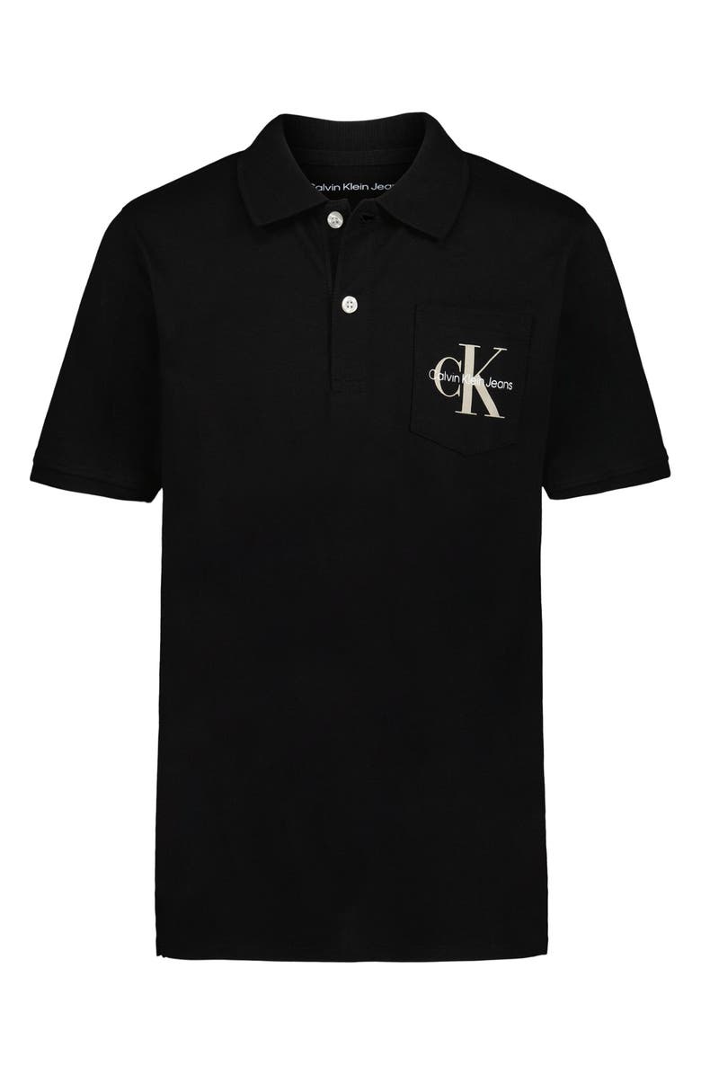 Calvin Klein Kids' Monogram Pocket Cotton Polo, Main, color,