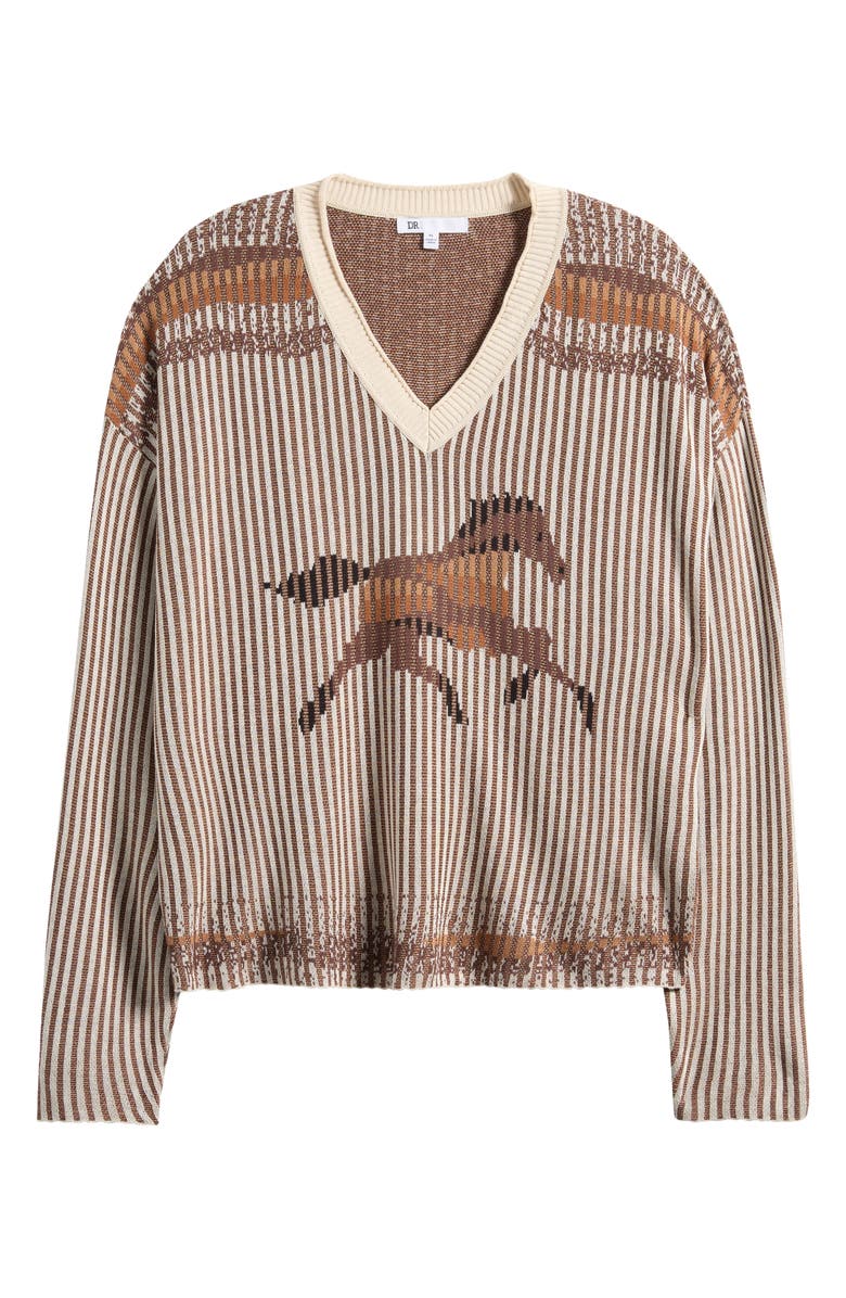 DR2 by Daniel Rainn Horse V-Neck Sweater, Main, color, Ivory/ Chocolate