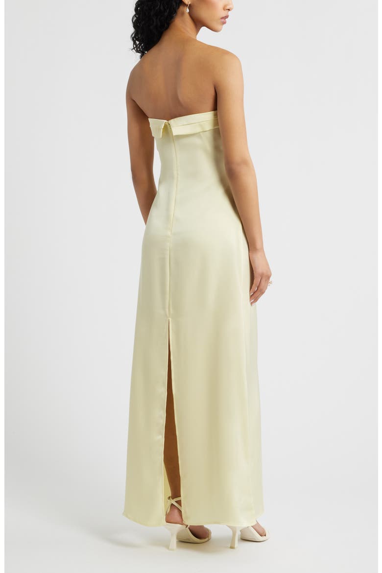 Strapless Satin Gown, Alternate, color, YELLOW FROST