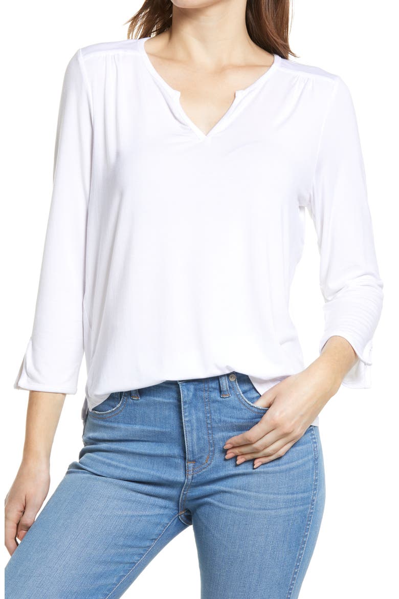 Perfect Boho Tunic Top, Main, color, OPTIC WHITE