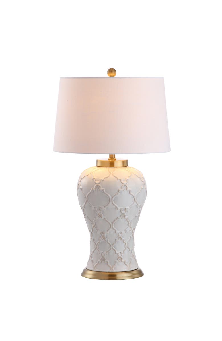 JONATHAN Y Arthur 29" Ceramic LED Table Lamp, Cream, Main, color, Cream