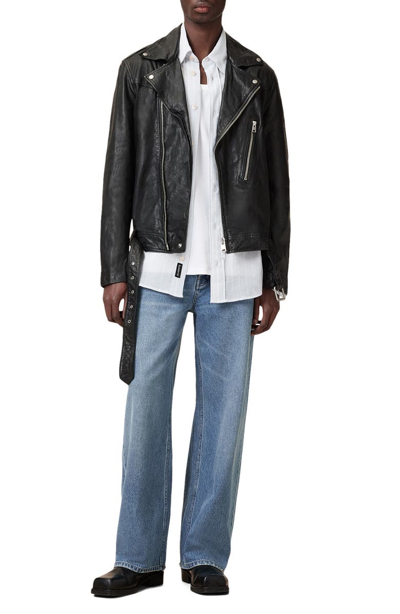AllSaints Comet Leather Biker Jacket, Alternate, color, Black