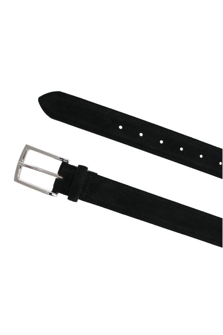 Armando Italian Suede 35mm Feathered Edge Belt, Alternate, color, Black
