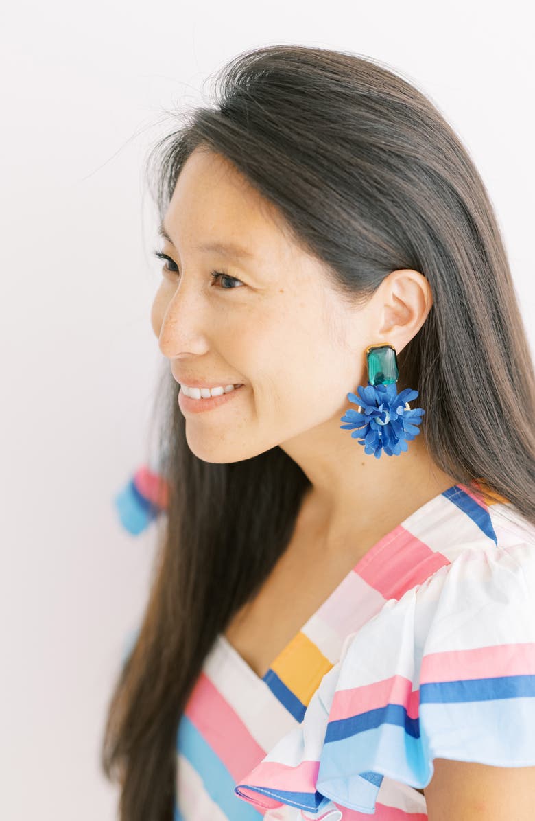 The Pink Reef Oversized Floral Drop Earrings, Alternate, color,